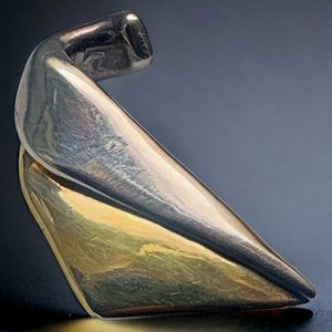 Vintage 925 Sterling Silver & Vermeil‎ BAT-AMI Israel Swirl Brooch